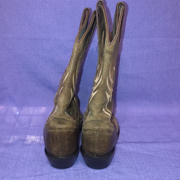 Used Women’s Justin Embroidered Boots Size 8.  BRL9753 Distressed Cafe Snip Toe - Picture 6 of 16